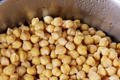 Boiled chickpeas in a pot