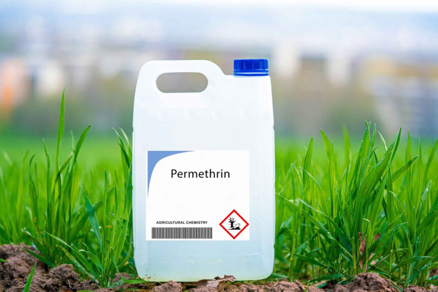 Permethrin insecticide used to control pests on livestock and crops